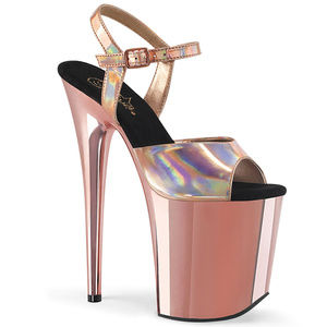 Platform Rose Gold Chrome High Heel Shoes
